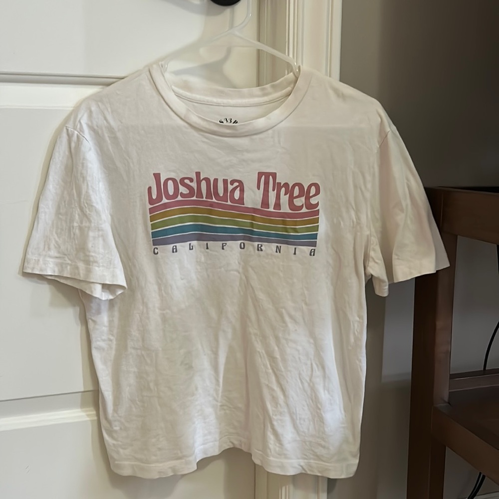 White Joshua Tree T-Shirt, slightly cropped